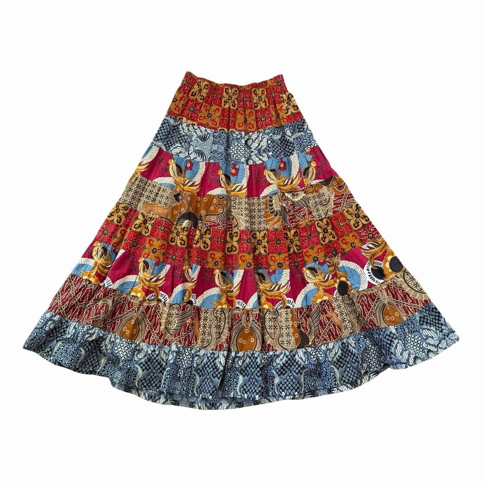 Theo Women's M Vintage Colorful Patchwork Skirt Prairie Boho Festival Vintage